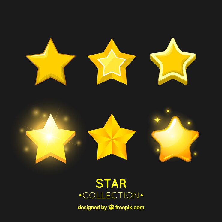 Vector gratuito colección de seis estrellas brillosas