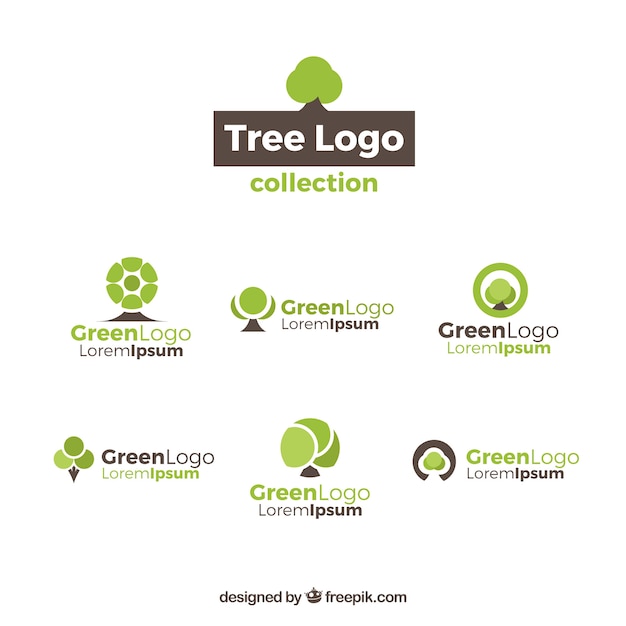 Colección de seis logotipos de árboles