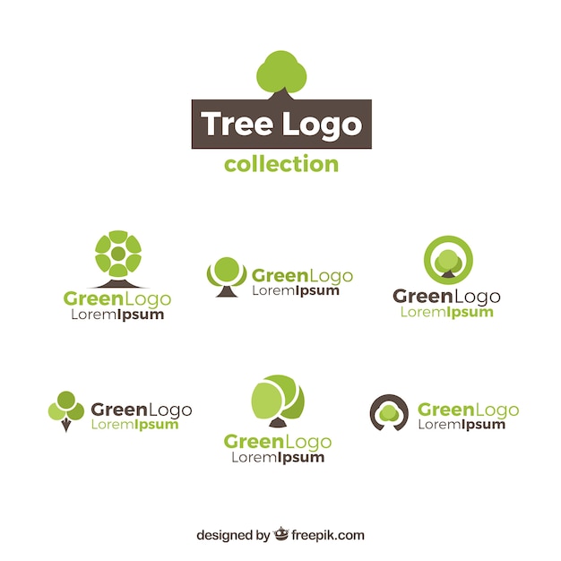 Colección de seis logotipos de árboles