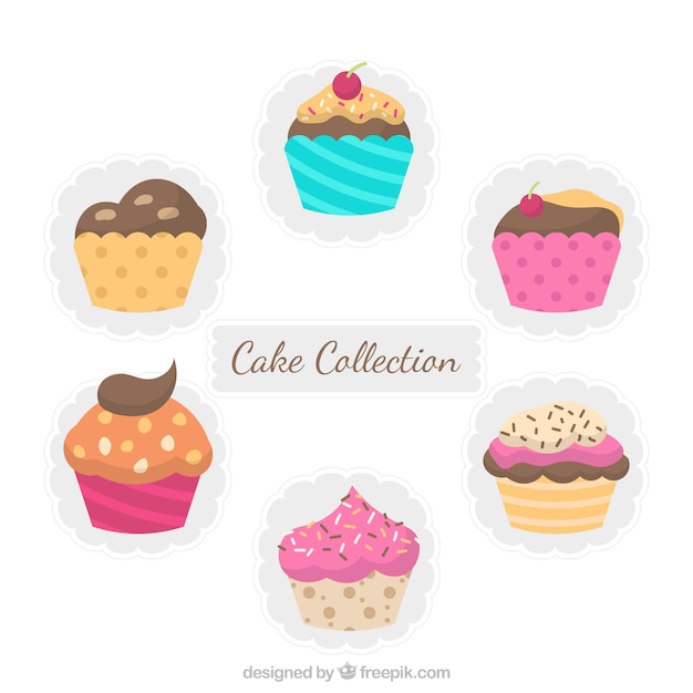 Vector gratuito colección de seis muffins