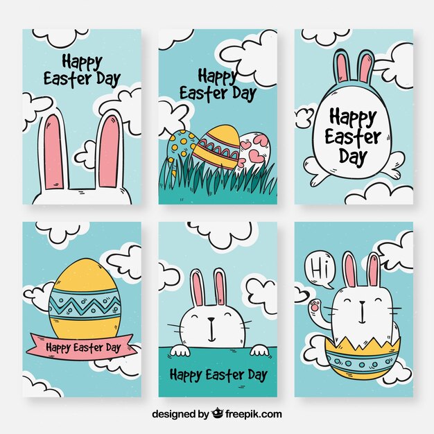 Colección de seis tarjetas de pascua