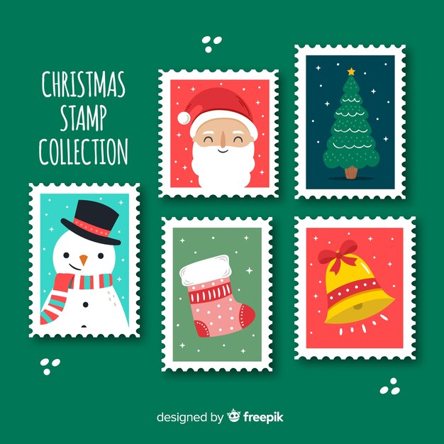 Colección sellos elementos navidad