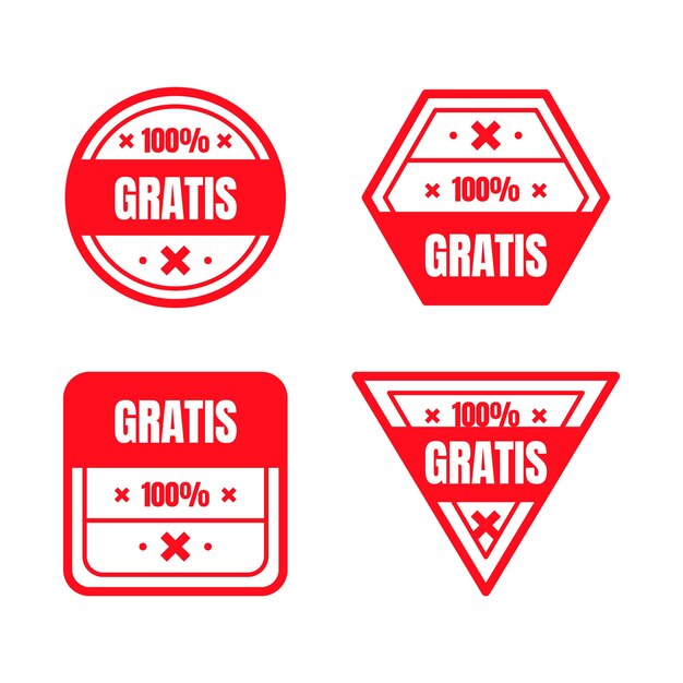 Colección de sellos gratis dibujados a mano