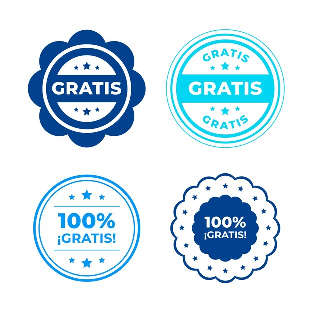Colección de sellos gratis dibujados a mano
