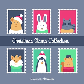 Colección sellos navidad animales