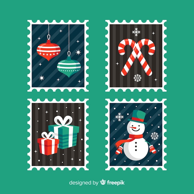 Colección sellos navidad planos