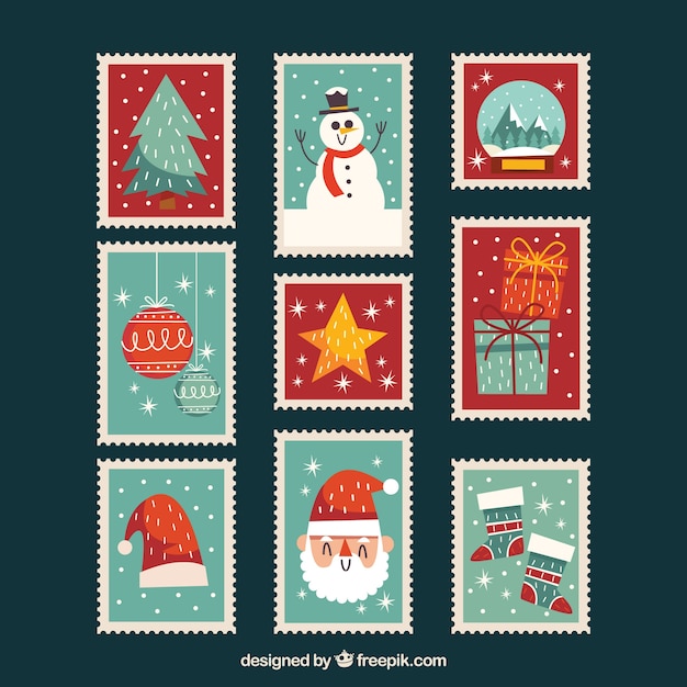 Colección de sellos de navidad vintage