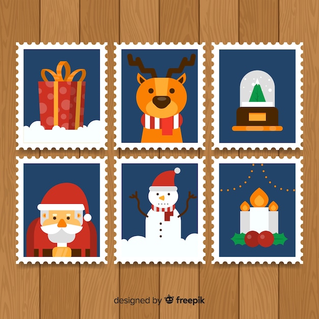 Vector gratuito colección de sellos de navidad