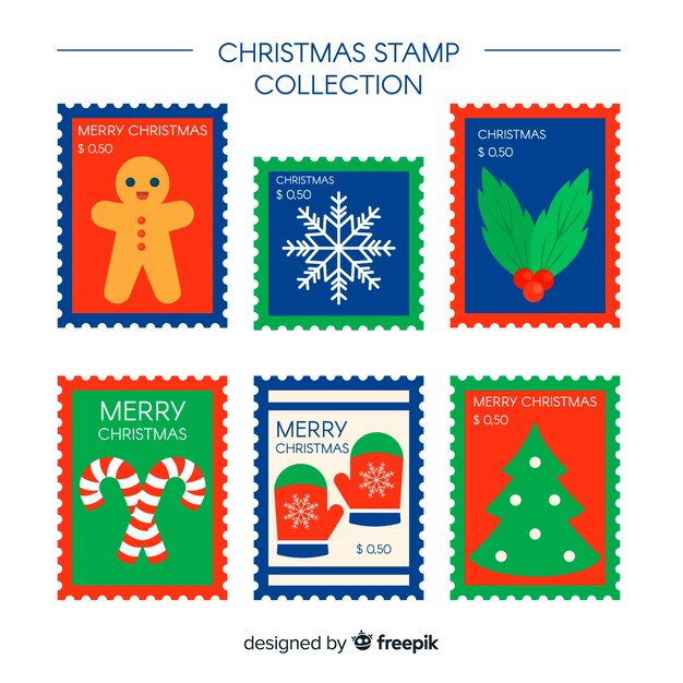 Colección de sellos navideños planos