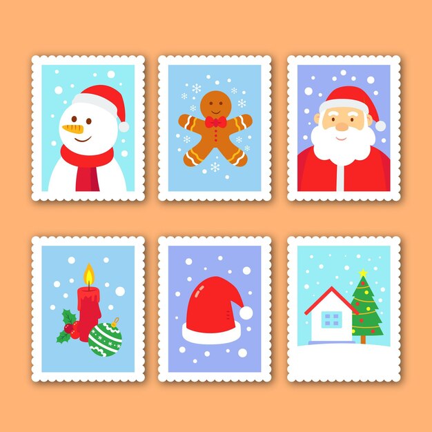 Colección de sellos navideños planos