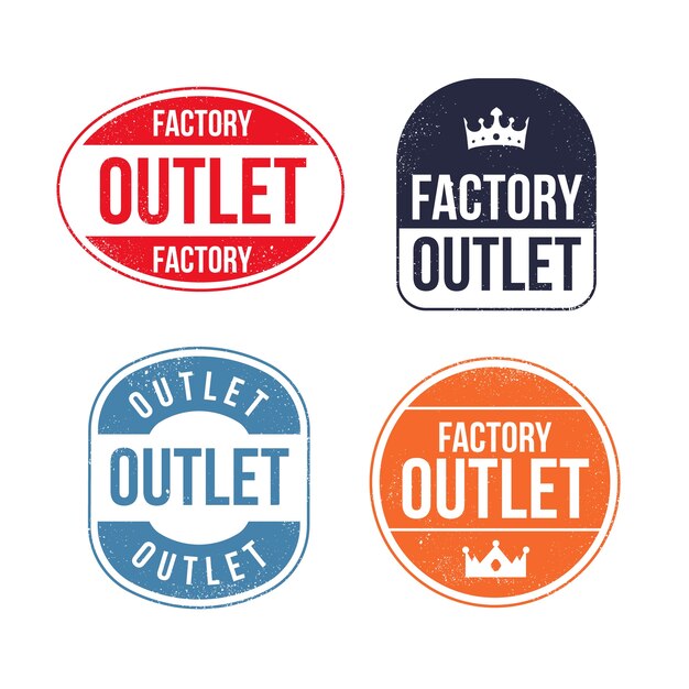 Colección de sellos outlet de diseño plano