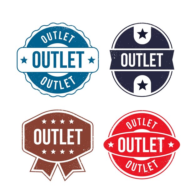 Colección de sellos outlet de diseño plano