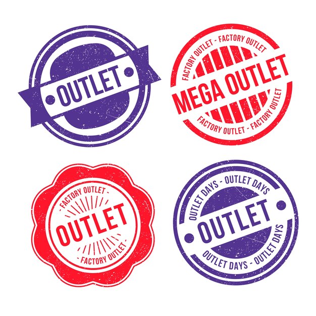 Colección de sellos outlet de diseño plano