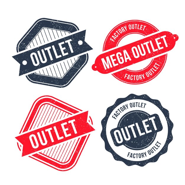 Colección de sellos outlet de diseño plano