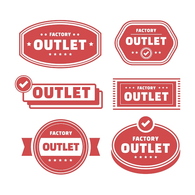 Vector gratuito colección de sellos outlet de diseño plano