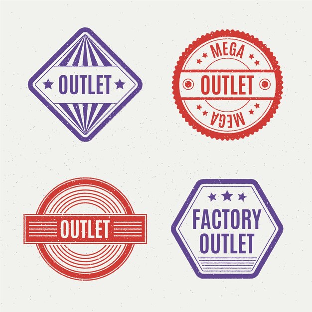 Colección de sellos outlet de diseño plano