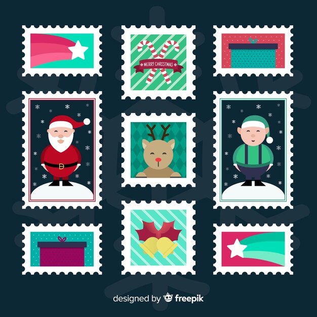 Colección sellos planos navidad