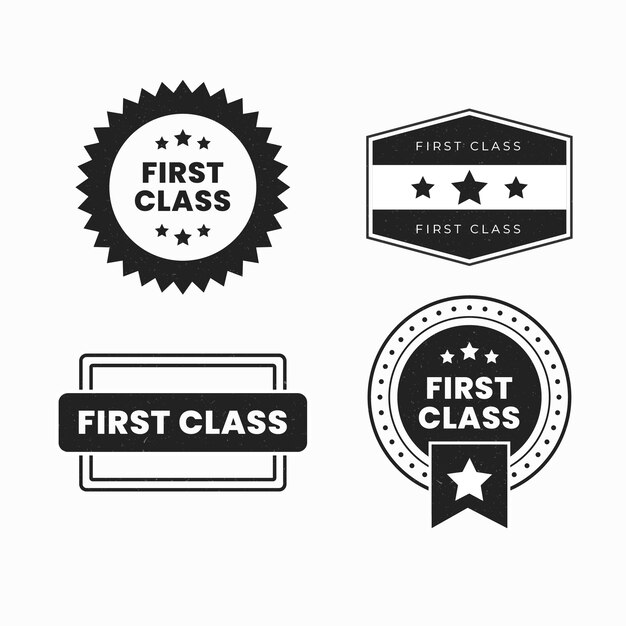 Colección de sellos de primera clase en diseño plano