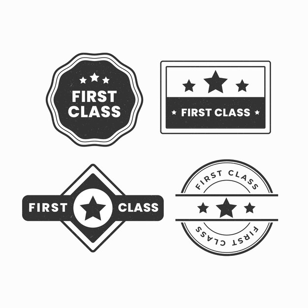Colección de sellos de primera clase en diseño plano