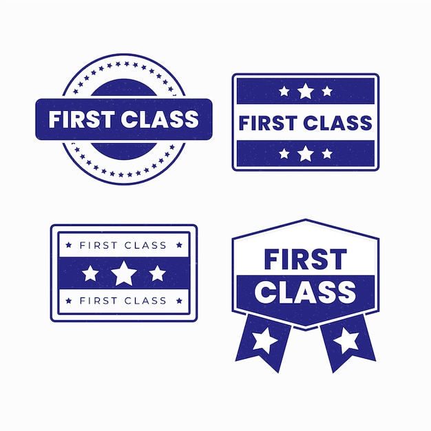 Colección de sellos de primera clase en diseño plano