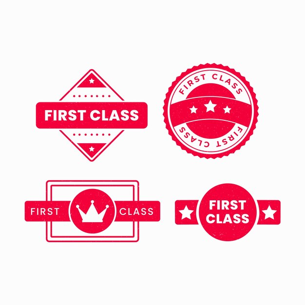 Colección de sellos de primera clase en diseño plano