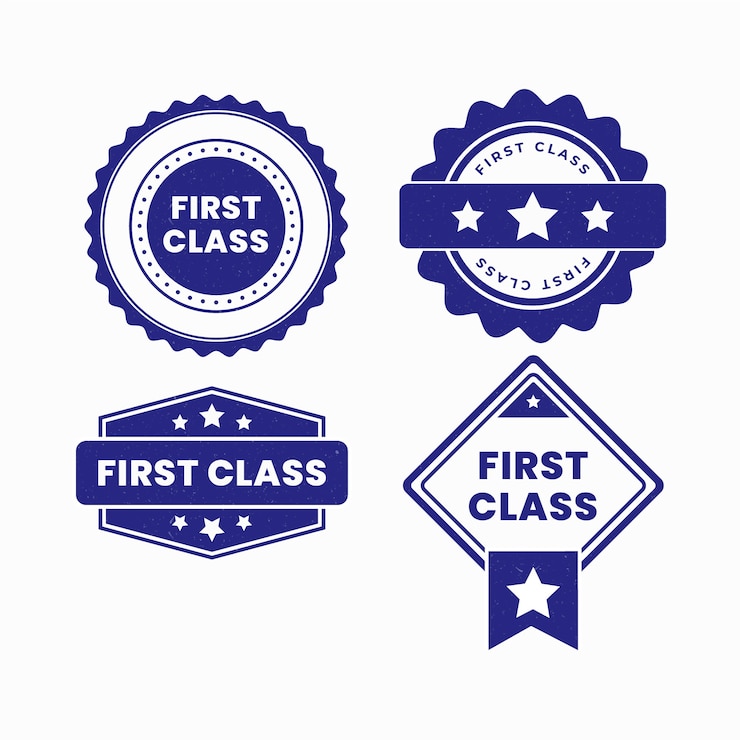 Vector gratuito colección de sellos de primera clase en diseño plano