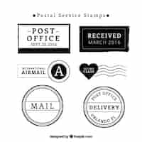 Vector gratuito colección de sellos de servicio postal