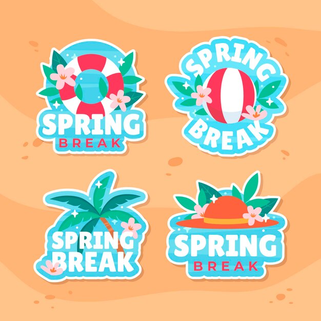 Colección de sellos de vacaciones de primavera planas