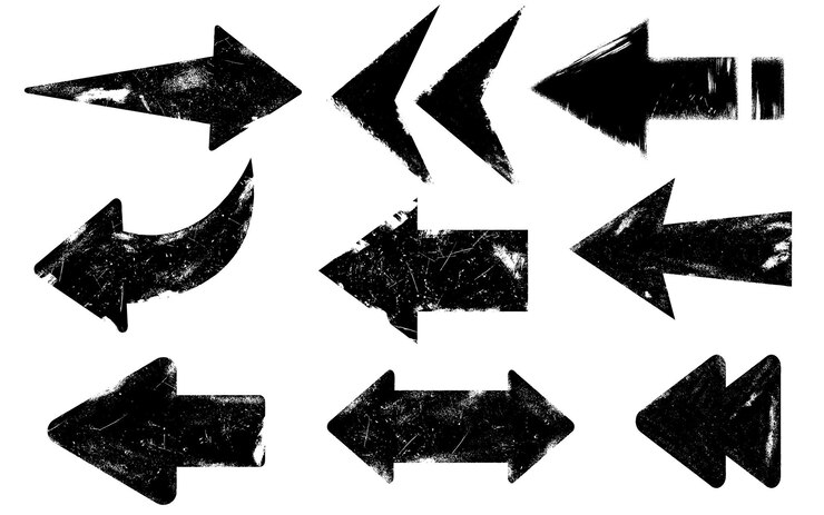 Vector gratuito colección de señales de flecha direccionales de textura grunge