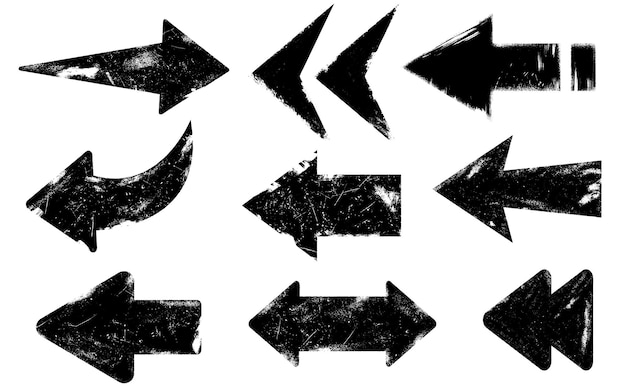 Colección de señales de flecha direccionales de textura grunge