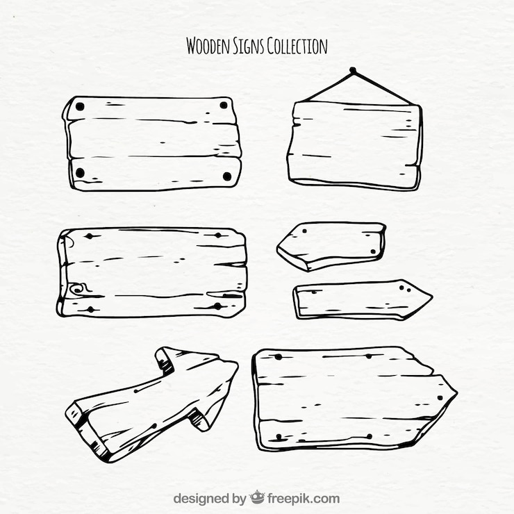 Vector gratuito colección de señales de madera dibujadas a mano 