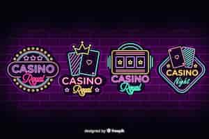 Vector gratuito colección señales neón casino realistas