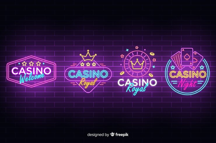 Vector gratuito colección señales neón casino realistas