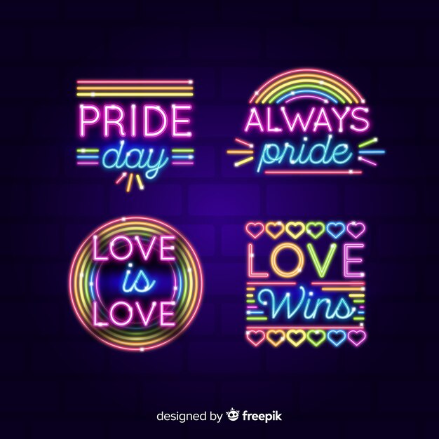 Colección señales de neón día del orgullo
