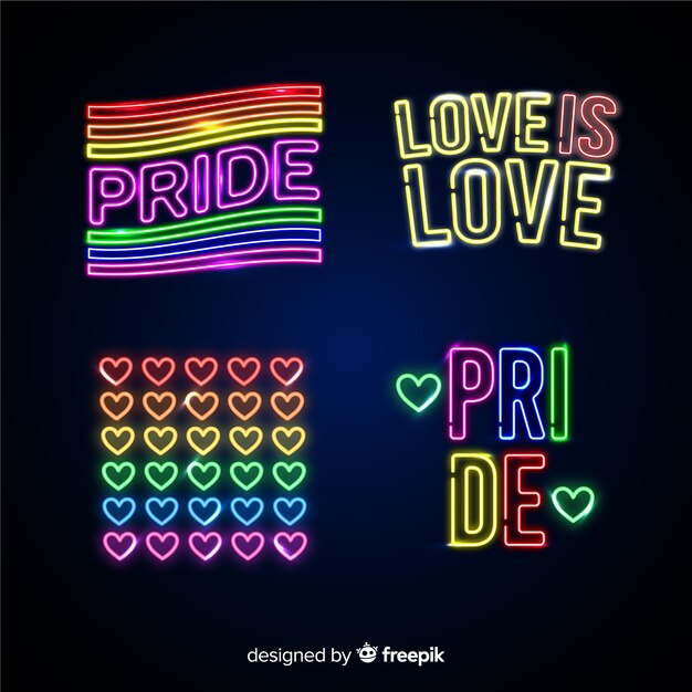 Colección señales de neón día del orgullo