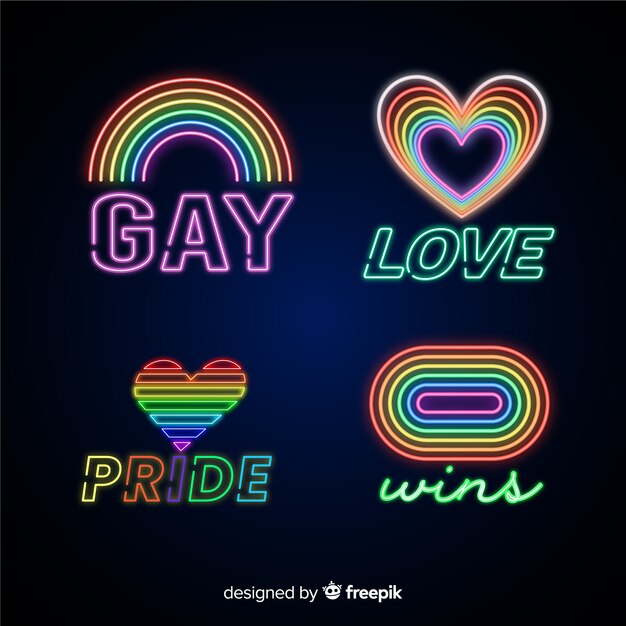 Colección señales de neón día del orgullo