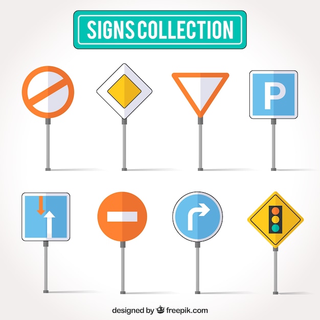 Colección de señales de tráfico planas