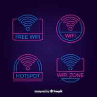 Vector gratuito colección de señales de wifi en luz neón