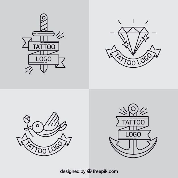 Vector gratuito colección sencilla de logos de tatuajes