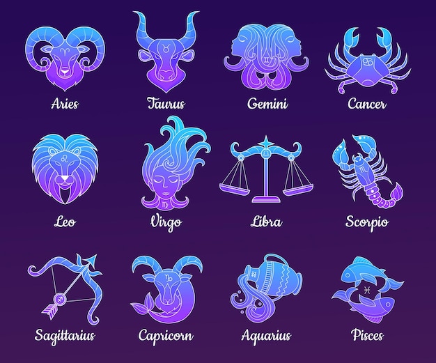Colección de signos del zodiaco degradados