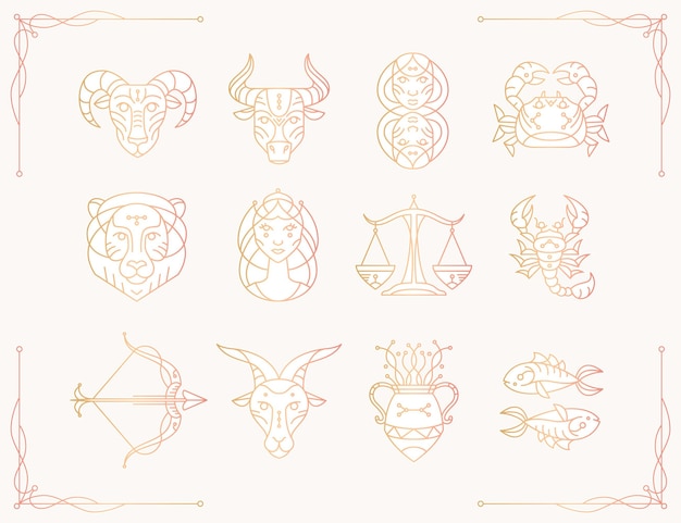 Colección de signos del zodiaco degradados