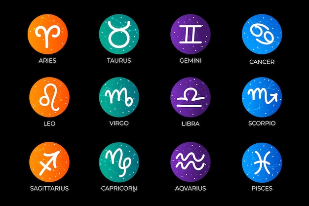 Colección de signos del zodiaco degradados