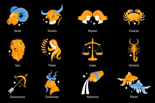 Colección de signos del zodiaco degradados