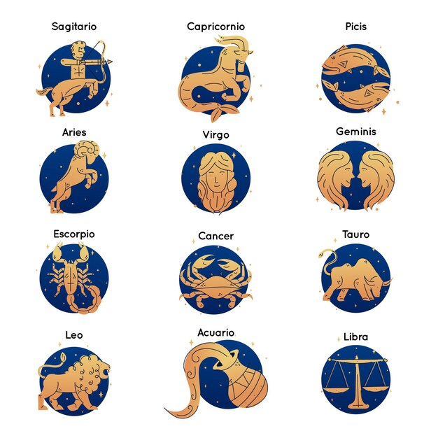 Colección de signos del zodiaco degradados