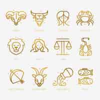 Vector gratuito colección de signos del zodiaco degradados
