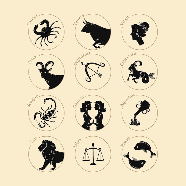 Colección de signos del zodíaco dibujados a mano