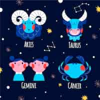 Vector gratuito colección de signos del zodíaco en diseño plano
