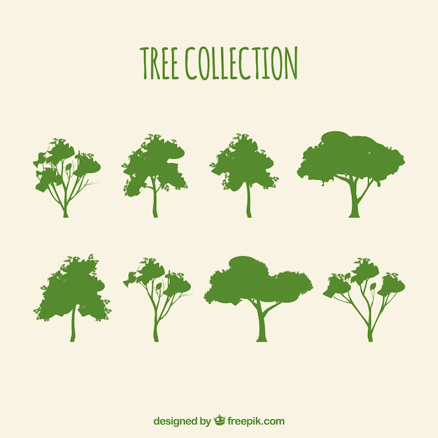 Vector gratuito colección de la silueta del árbol