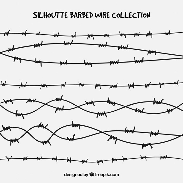 Colección de siluetas de alambres de espino