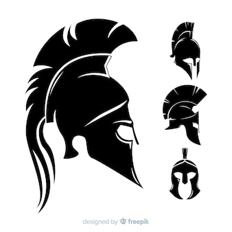 Colección de siluetas de cascos espartanos